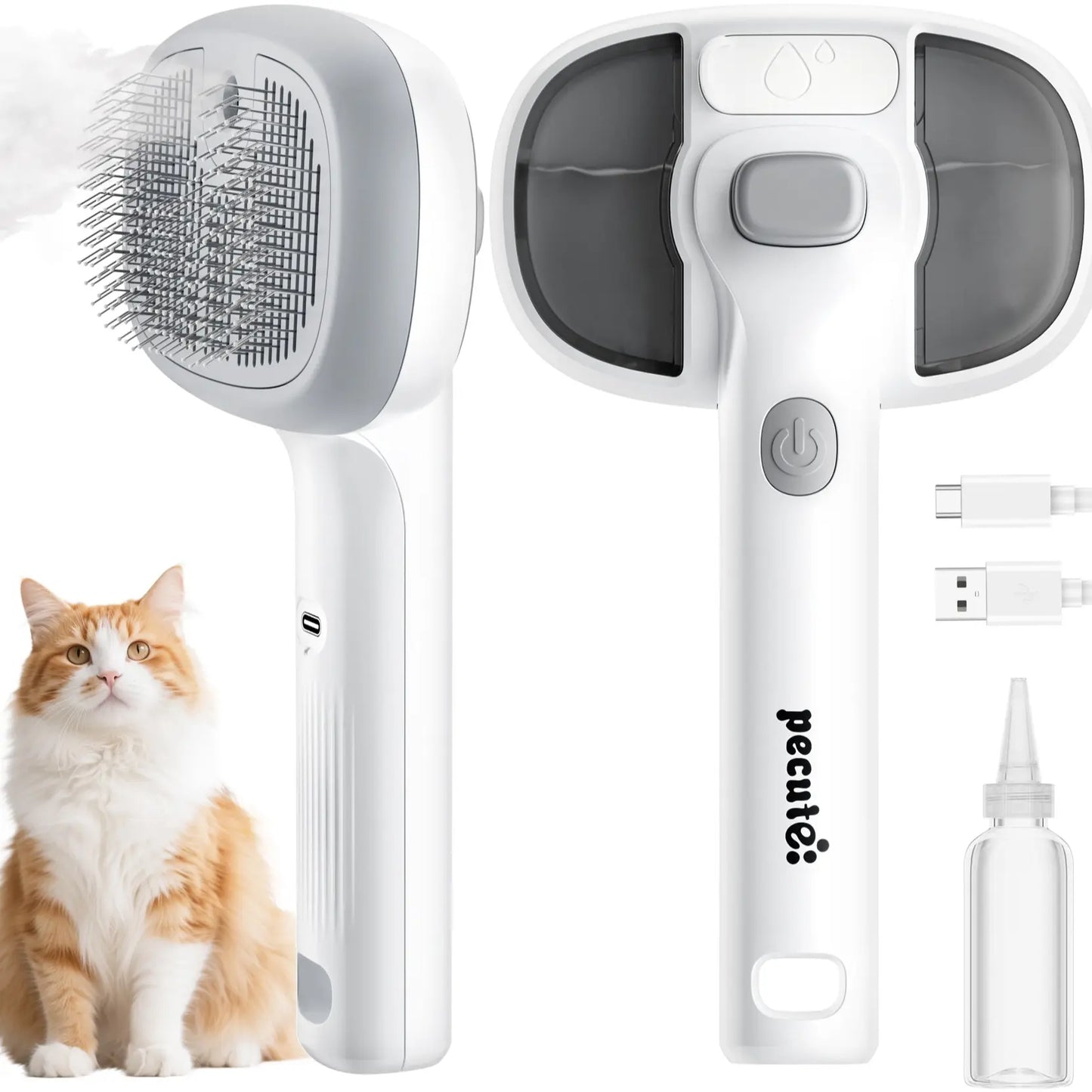 Pecute Pet Spray Hair Removal Brush for Cat/Dog – Deshedding & Grooming Tool, One Button Hair Removal Comb,Deshedding Vacuum Brush, Fur Removal Tool, Grooming Trimming Tool