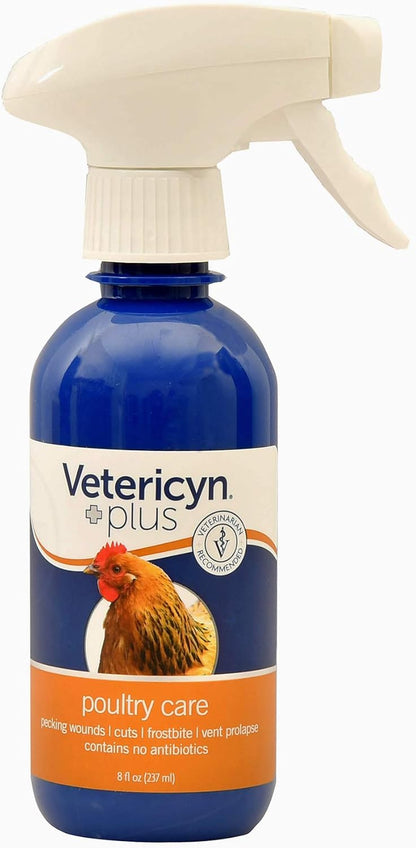 plus Antimicrobial Poultry Care. Spray to Clean Pecking Wounds, Cuts, Frostbite and Sores on Chickens and Other Bird Species. Offers Non-Toxic Relief without Stinging or Burning. 237 Ml