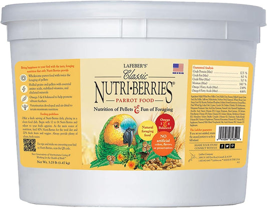 'S Classic Nutri-Berries Pet Bird Food, Made with Non-Gmo and Human-Grade Ingredients, for Parrots, 3.25 Lb