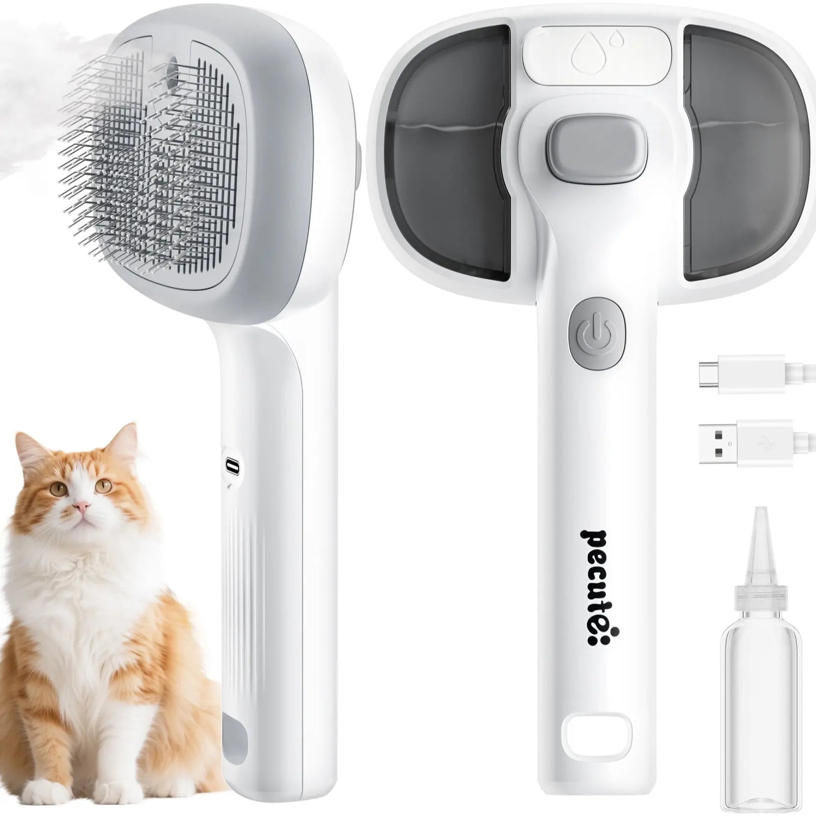 Pecute Pet Spray Hair Removal Brush for Cat/Dog – Deshedding & Grooming Tool, One Button Hair Removal Comb,Deshedding Vacuum Brush, Fur Removal Tool, Grooming Trimming Tool