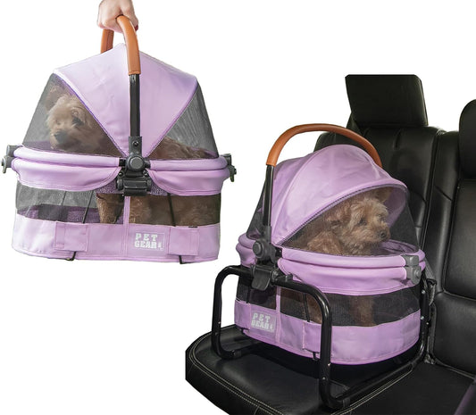 Pet Gear View 360 Ultra Lite Pet Safety Carrier & Car Seat for Small Dogs & Cats Push Button Entry, 15", Larkspur