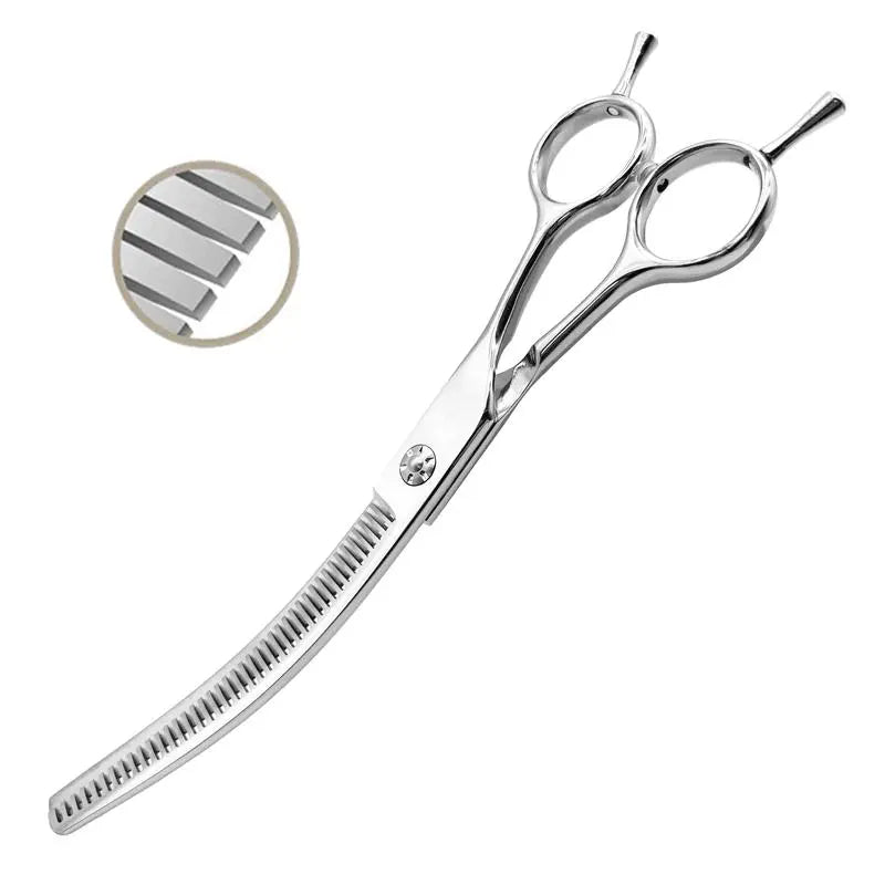 Silver Dog Grooming Scissors, up and down Curved Thinning Shears, Pet Hair Beauty Styling Tools