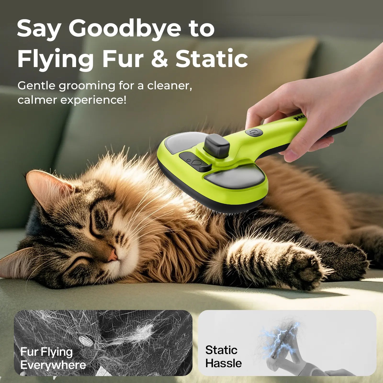 Pecute Pet Spray Hair Removal Brush for Cat/Dog – Deshedding & Grooming Tool, One Button Hair Removal Comb,Deshedding Vacuum Brush, Fur Removal Tool, Grooming Trimming Tool