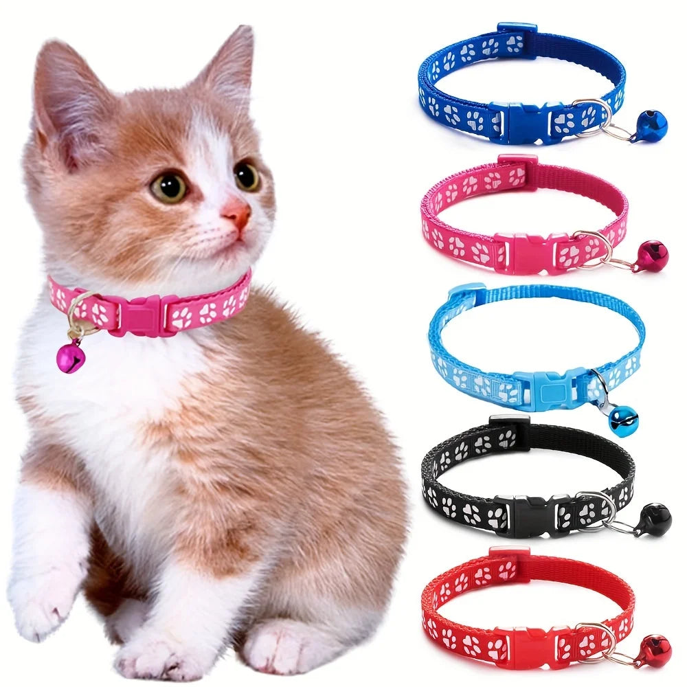 Fashion Pet Cats Collar Colorful Pattern Cute Bell Adjustable Collars for Cats Kitten DIY Ring Necklace Pet Accessories