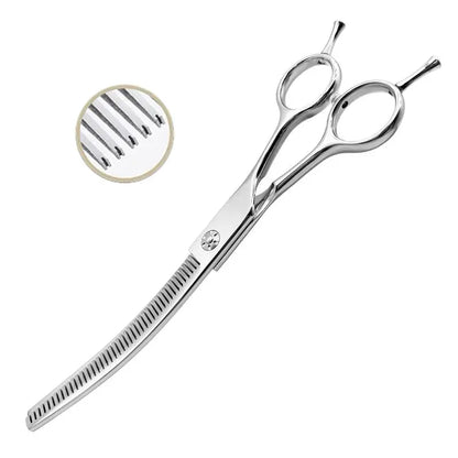 Silver Dog Grooming Scissors, up and down Curved Thinning Shears, Pet Hair Beauty Styling Tools