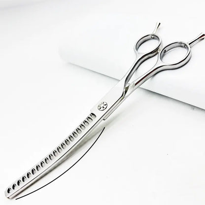 Silver Dog Grooming Scissors, up and down Curved Thinning Shears, Pet Hair Beauty Styling Tools