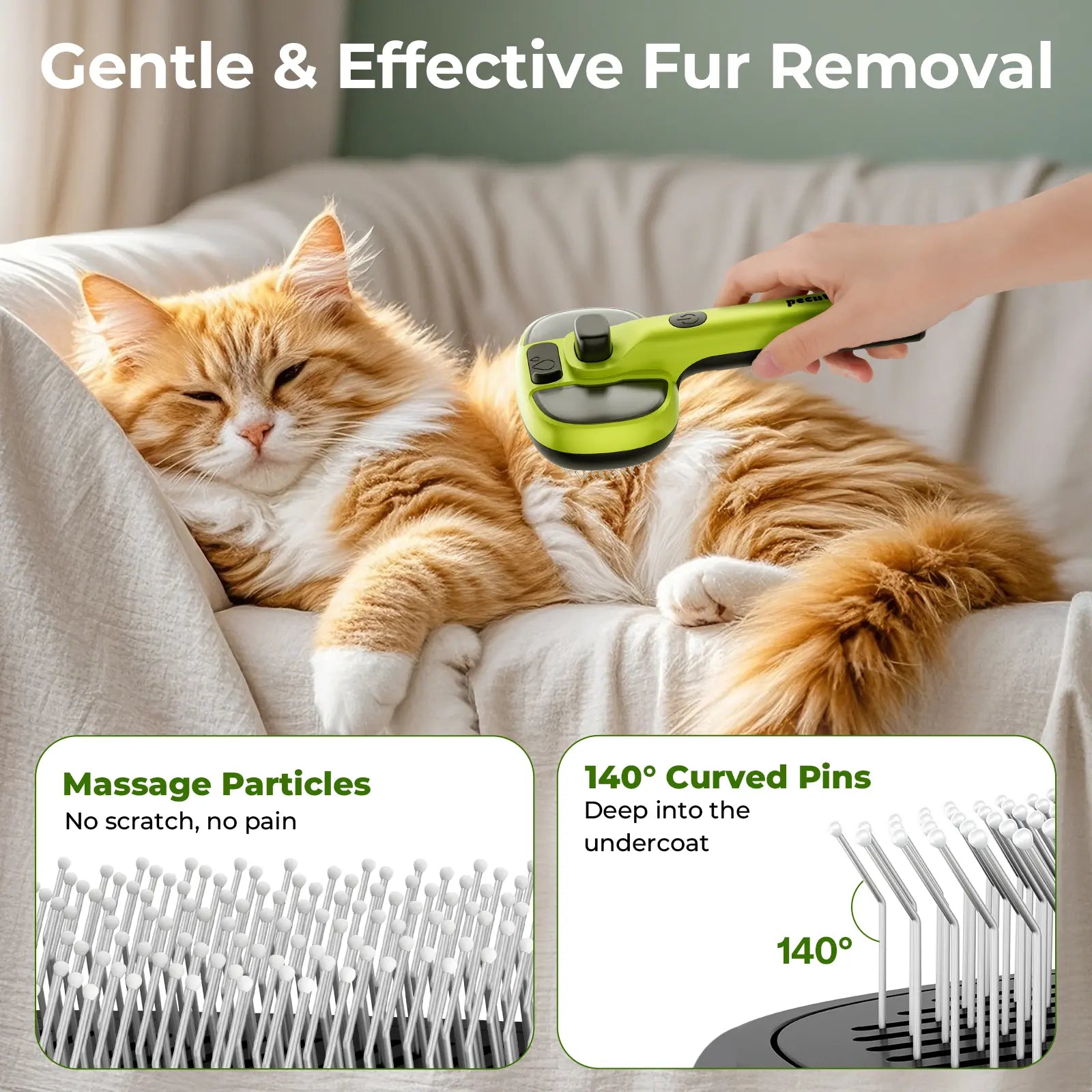 Pecute Pet Spray Hair Removal Brush for Cat/Dog – Deshedding & Grooming Tool, One Button Hair Removal Comb,Deshedding Vacuum Brush, Fur Removal Tool, Grooming Trimming Tool
