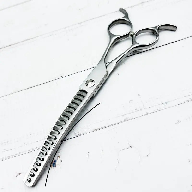 Silver Dog Grooming Scissors, up and down Curved Thinning Shears, Pet Hair Beauty Styling Tools