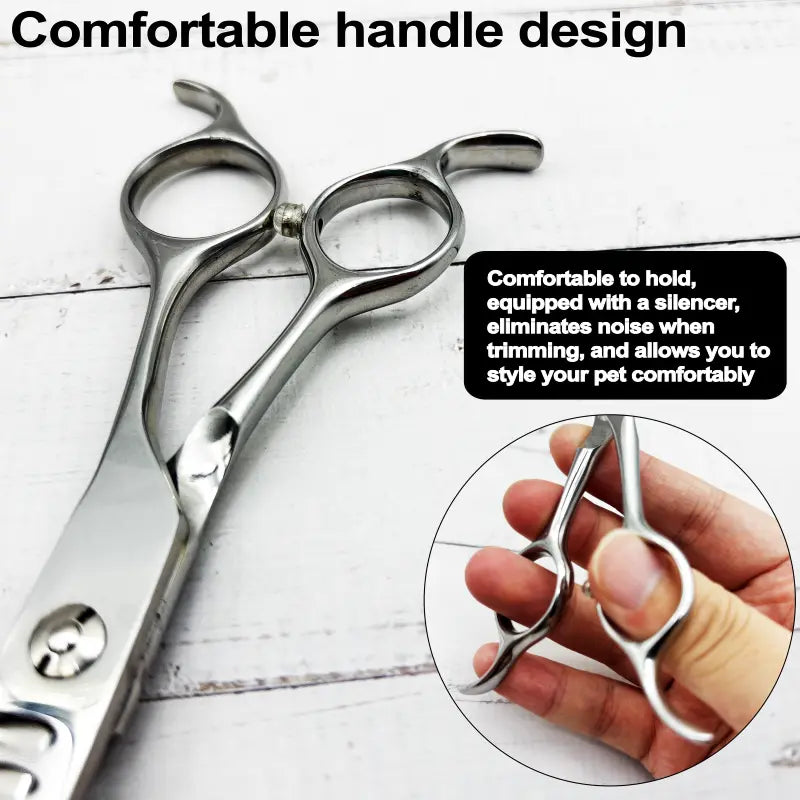 Silver Dog Grooming Scissors, up and down Curved Thinning Shears, Pet Hair Beauty Styling Tools