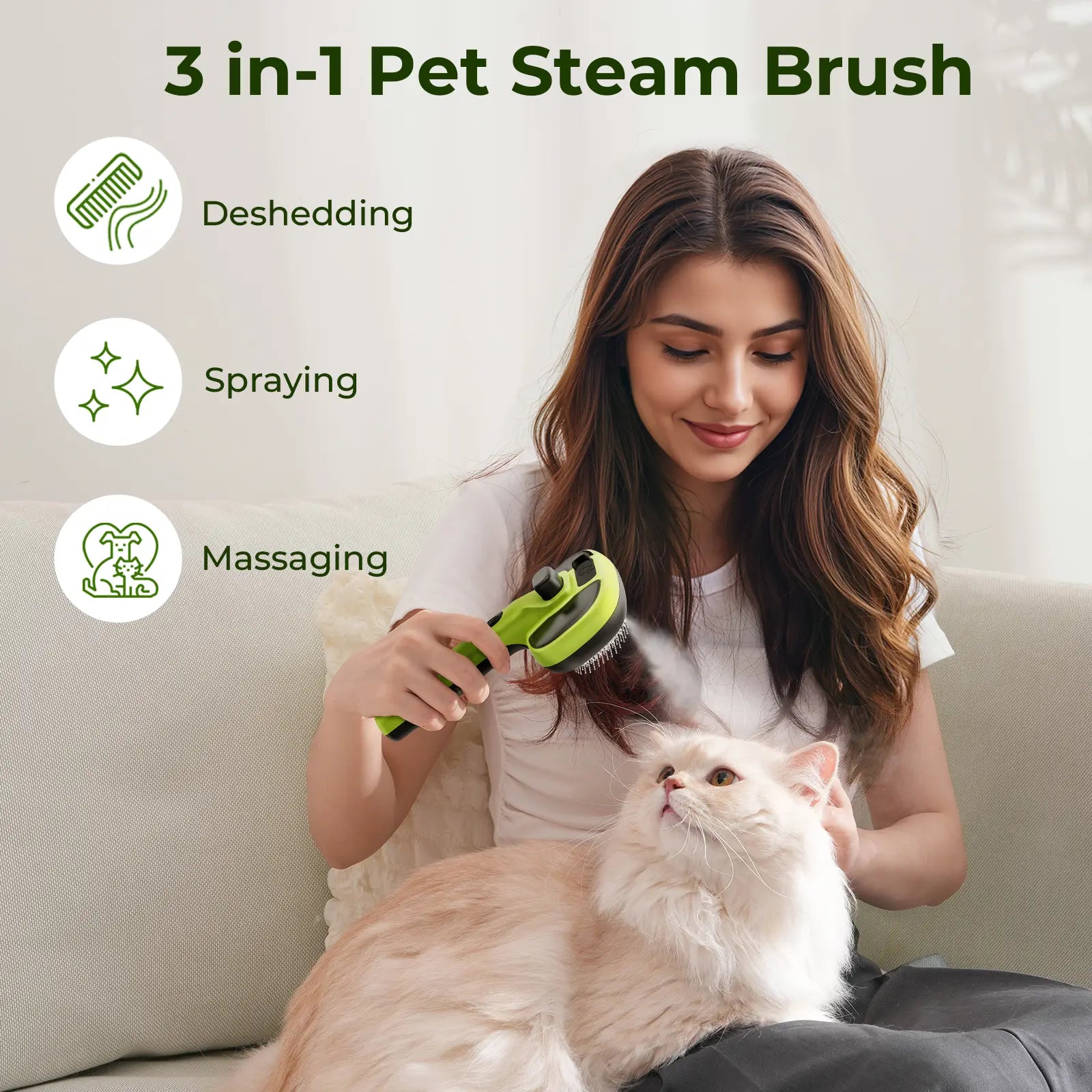 Pecute Pet Spray Hair Removal Brush for Cat/Dog – Deshedding & Grooming Tool, One Button Hair Removal Comb,Deshedding Vacuum Brush, Fur Removal Tool, Grooming Trimming Tool