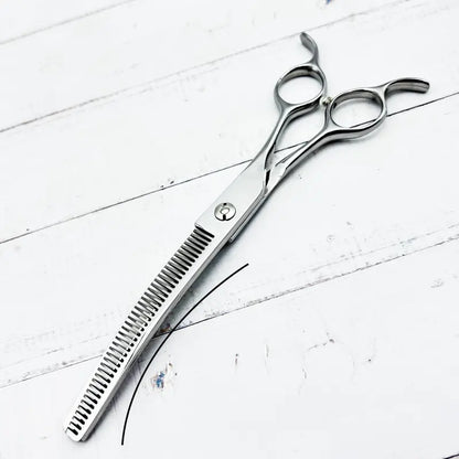 Silver Dog Grooming Scissors, up and down Curved Thinning Shears, Pet Hair Beauty Styling Tools