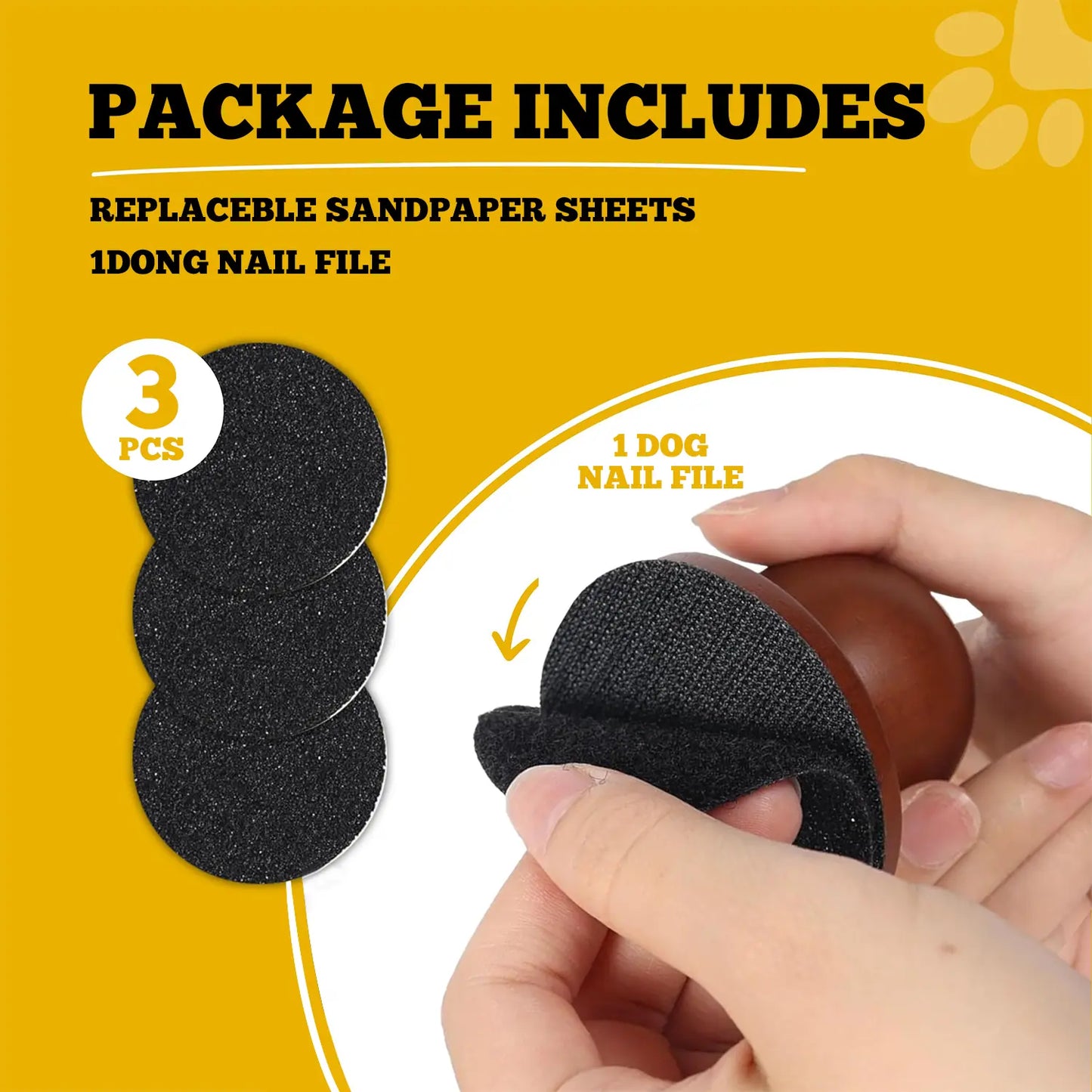 Dog Nail File & Cat Nail File Board - Stress-Free Grooming with 3 Replaceable Sheets, Comfortable Wooden Handle, Perfect for Dogs & Cats, Easy Nail Smoothing