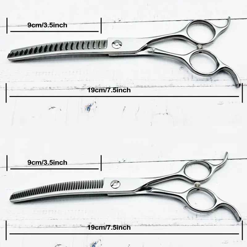 Silver Dog Grooming Scissors, up and down Curved Thinning Shears, Pet Hair Beauty Styling Tools