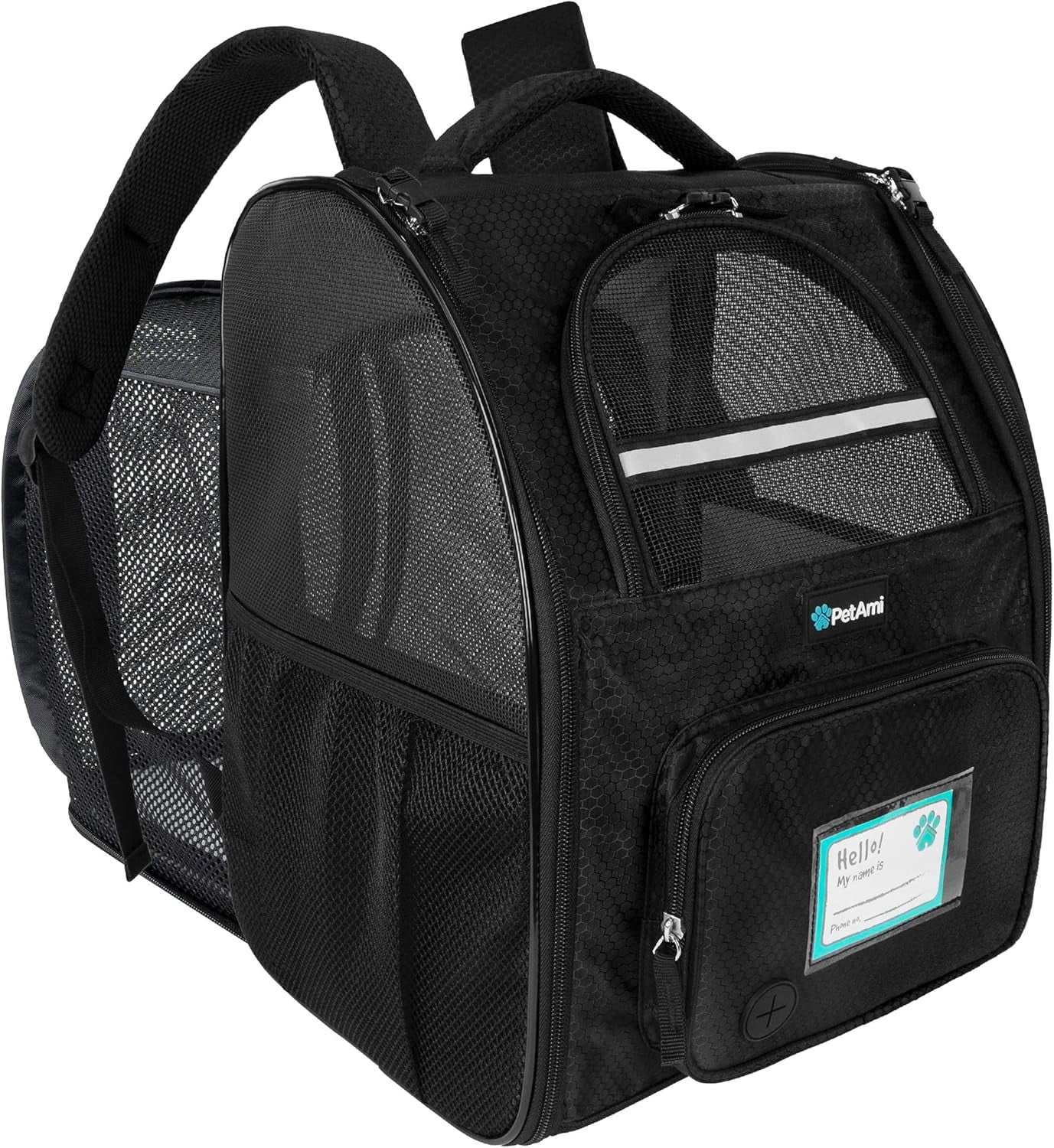 Dog Cat Backpack Carrier, Expandable Pet Carrier Backpack for Travel Hiking, Small Medium Dog Puppy Large Cat Carrying Backpack, Airline Approved Ventilated Soft Back Support, 18 Lbs, Black