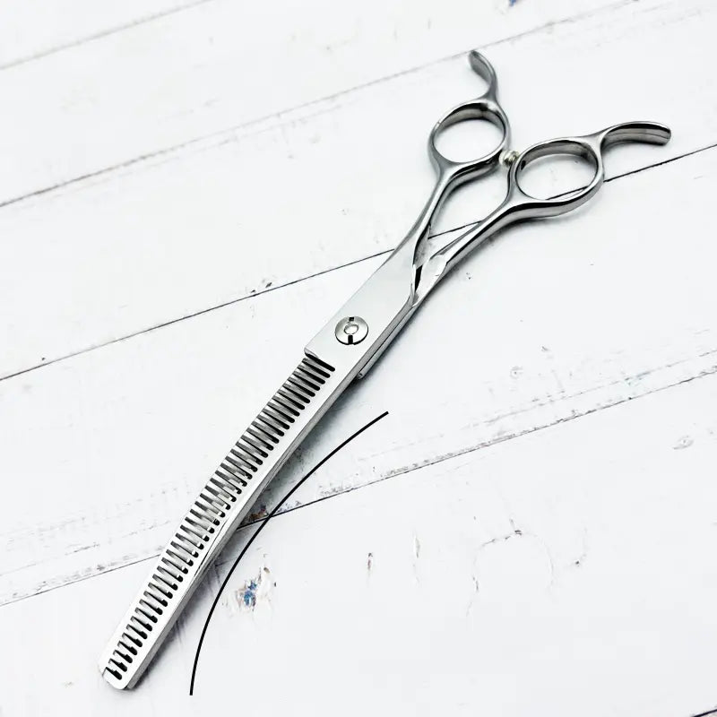 Silver Dog Grooming Scissors, up and down Curved Thinning Shears, Pet Hair Beauty Styling Tools