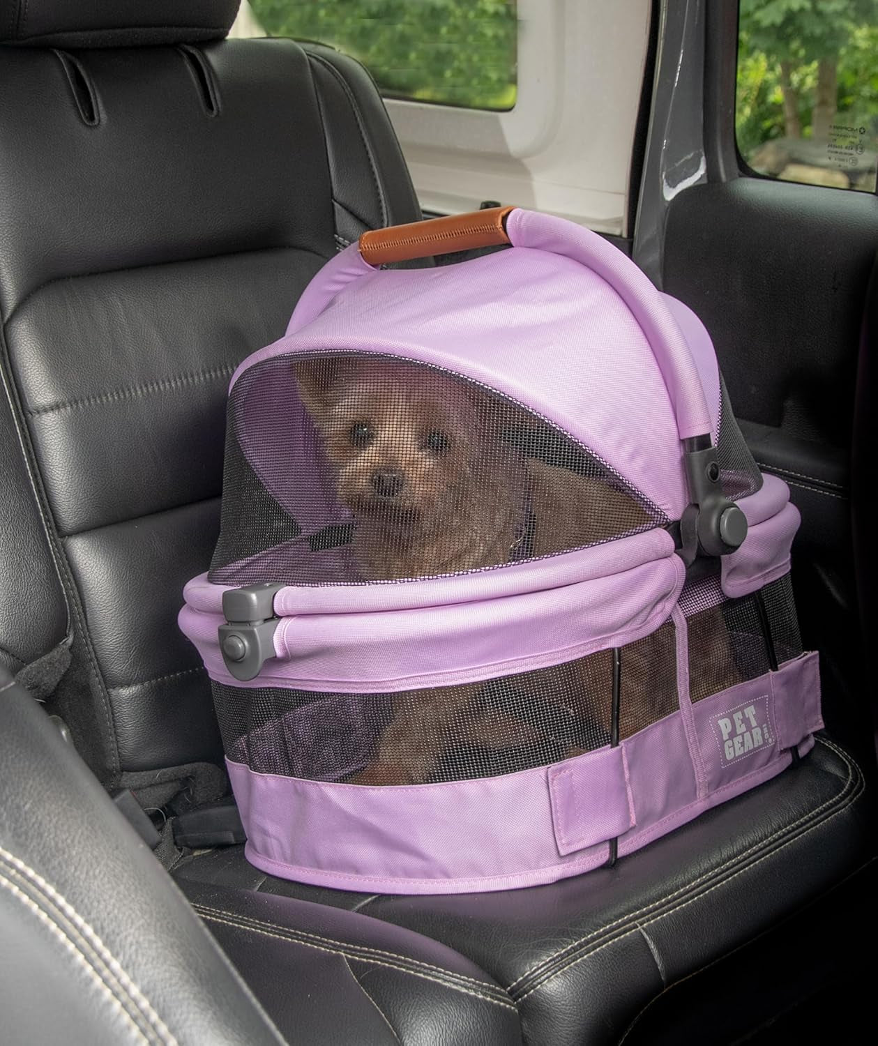 Pet Gear No-Zip View 360 Ultra Lite Pet Safety Carrier and Car Seat for Small Dogs and Cats, Snap-Button Entry, 15 Inches, Bright Purple