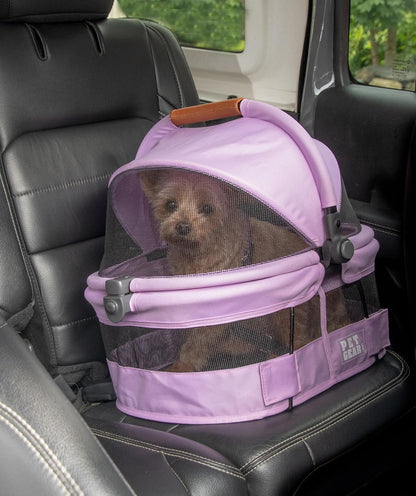 Pet Gear No-Zip View 360 Ultra Lite Pet Safety Carrier and Car Seat for Small Dogs and Cats, Snap-Button Entry, 15 Inches, Bright Purple